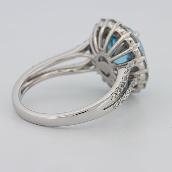 2.48 CT Oval Topaz Halo Ring - ZIZOV DIAMONDS