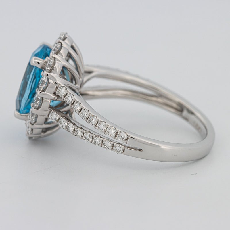 2.48 CT Oval Topaz Halo Ring - ZIZOV DIAMONDS