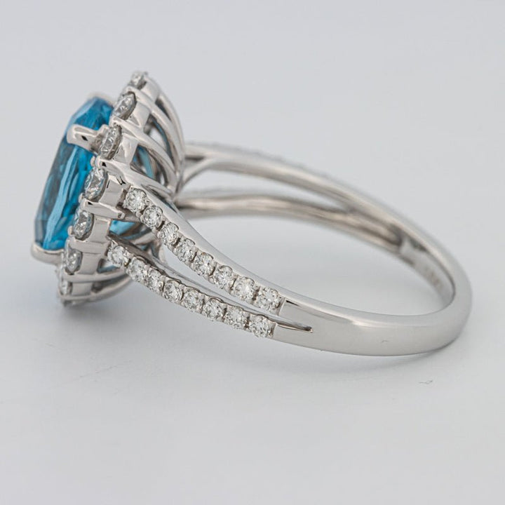 2.48 CT Oval Topaz Halo Ring - ZIZOV DIAMONDS