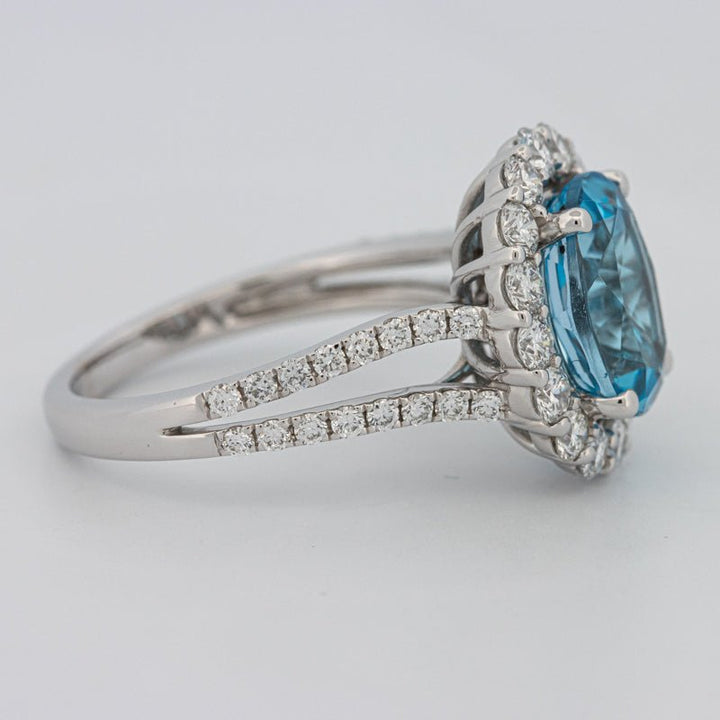 2.48 CT Oval Topaz Halo Ring - ZIZOV DIAMONDS
