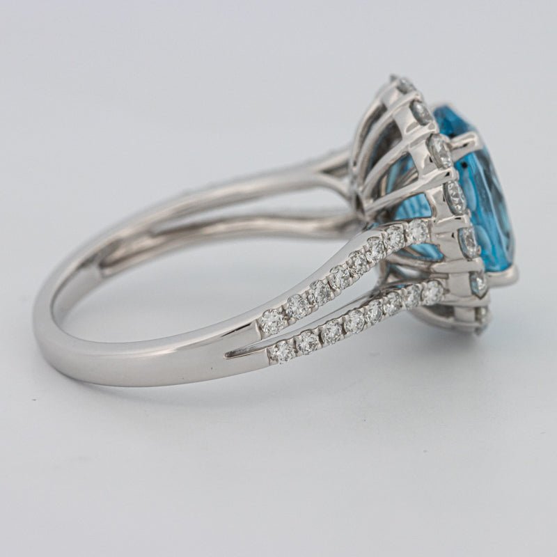 2.48 CT Oval Topaz Halo Ring - ZIZOV DIAMONDS