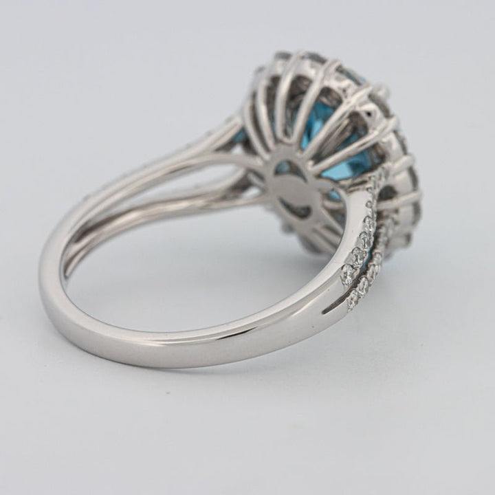 2.48 CT Oval Topaz Halo Ring - ZIZOV DIAMONDS