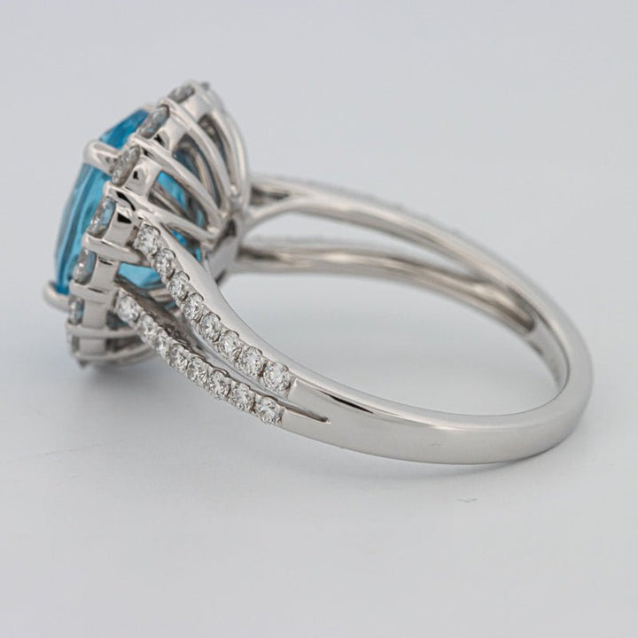 2.48 CT Oval Topaz Halo Ring - ZIZOV DIAMONDS