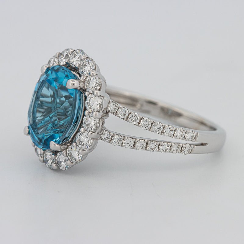 2.48 CT Oval Topaz Halo Ring - ZIZOV DIAMONDS