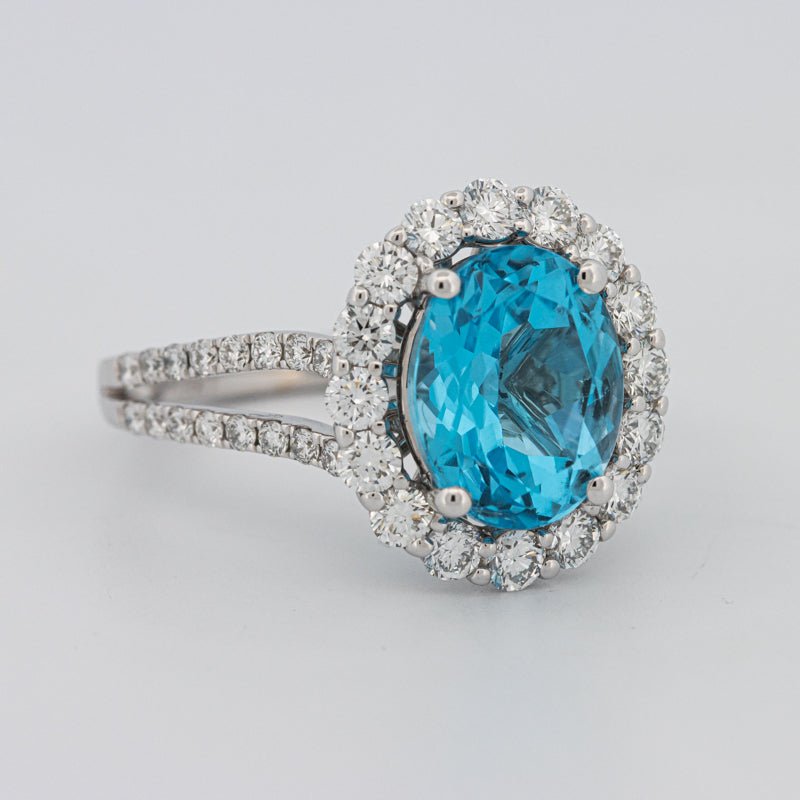 2.48 CT Oval Topaz Halo Ring - ZIZOV DIAMONDS