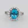 2.48 CT Oval Topaz Halo Ring - ZIZOV DIAMONDS