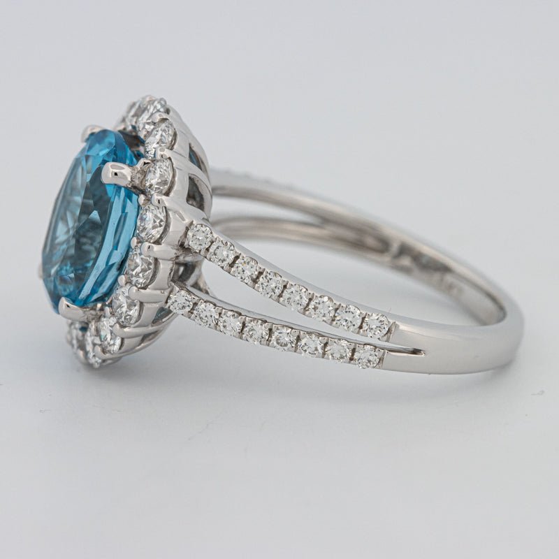 2.48 CT Oval Topaz Halo Ring - ZIZOV DIAMONDS