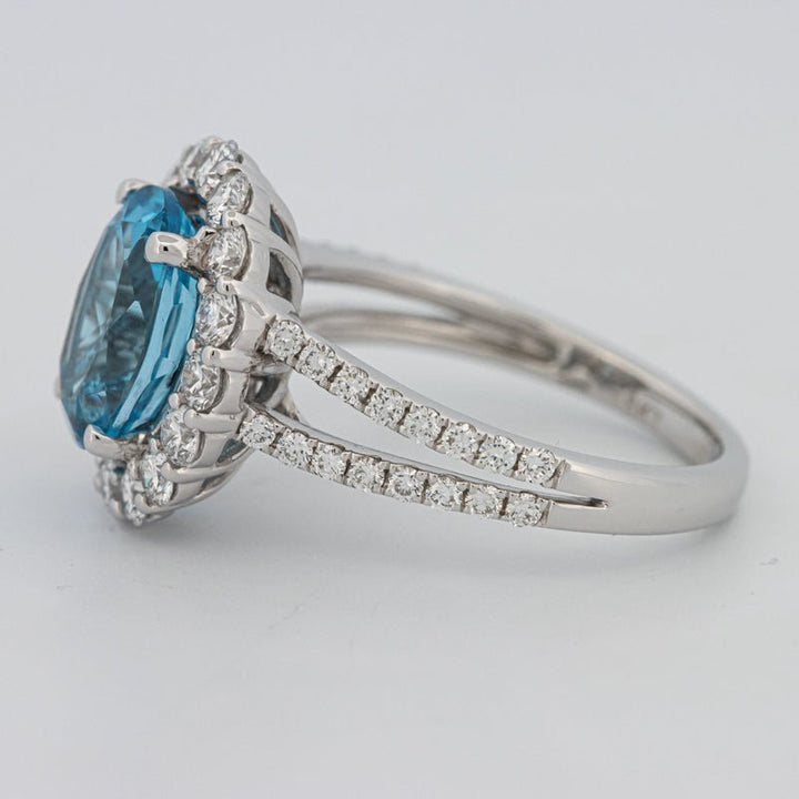2.48 CT Oval Topaz Halo Ring - ZIZOV DIAMONDS
