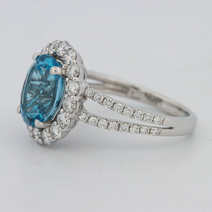 2.48 CT Oval Topaz Halo Ring - ZIZOV DIAMONDS