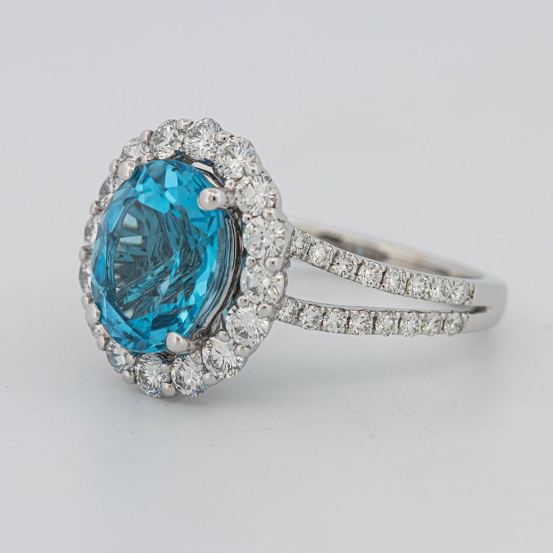 2.48 CT Oval Topaz Halo Ring - ZIZOV DIAMONDS
