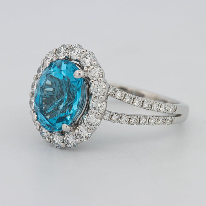 2.48 CT Oval Topaz Halo Ring - ZIZOV DIAMONDS