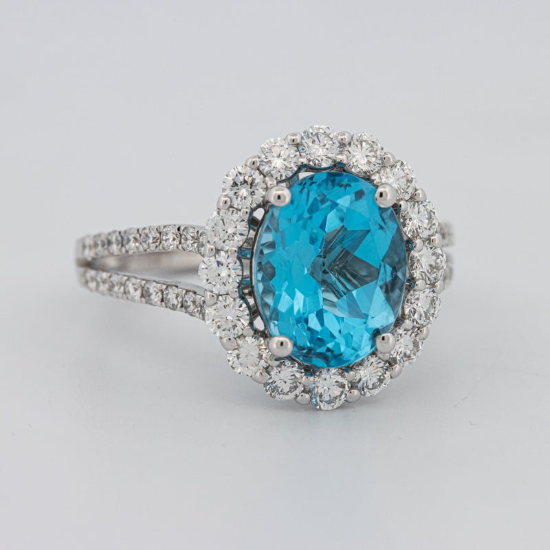 2.48 CT Oval Topaz Halo Ring - ZIZOV DIAMONDS