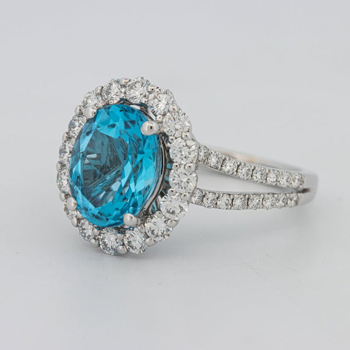 2.48 CT Oval Topaz Halo Ring - ZIZOV DIAMONDS
