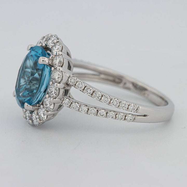 2.48 CT Oval Topaz Halo Ring - ZIZOV DIAMONDS