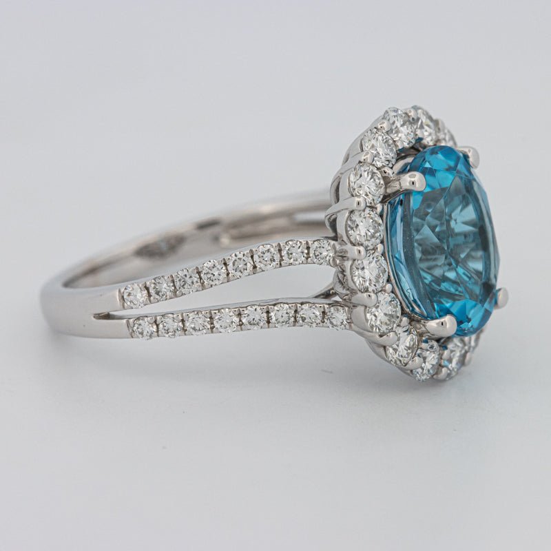2.48 CT Oval Topaz Halo Ring - ZIZOV DIAMONDS