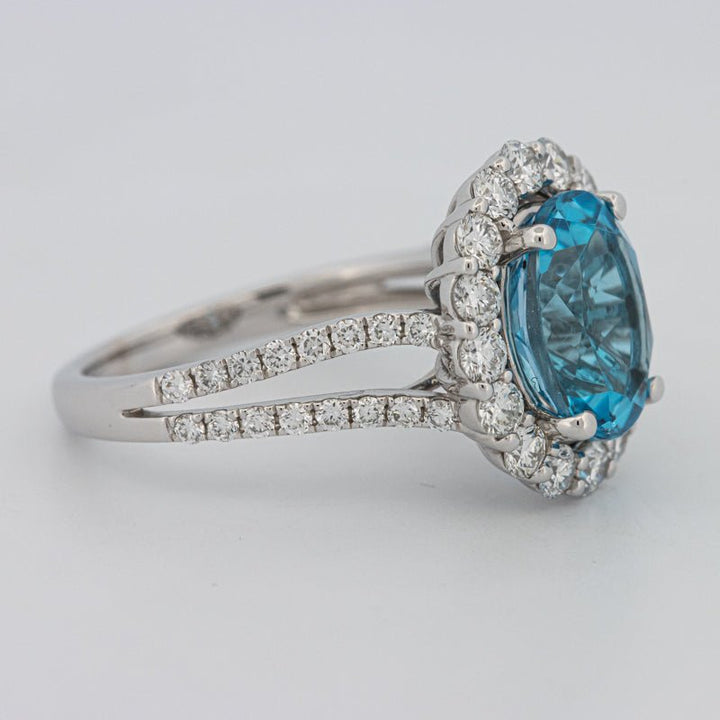 2.48 CT Oval Topaz Halo Ring - ZIZOV DIAMONDS