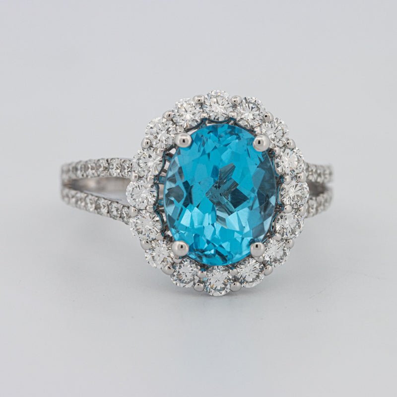 2.48 CT Oval Topaz Halo Ring - ZIZOV DIAMONDS