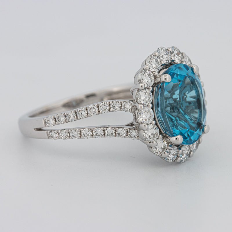 2.48 CT Oval Topaz Halo Ring - ZIZOV DIAMONDS