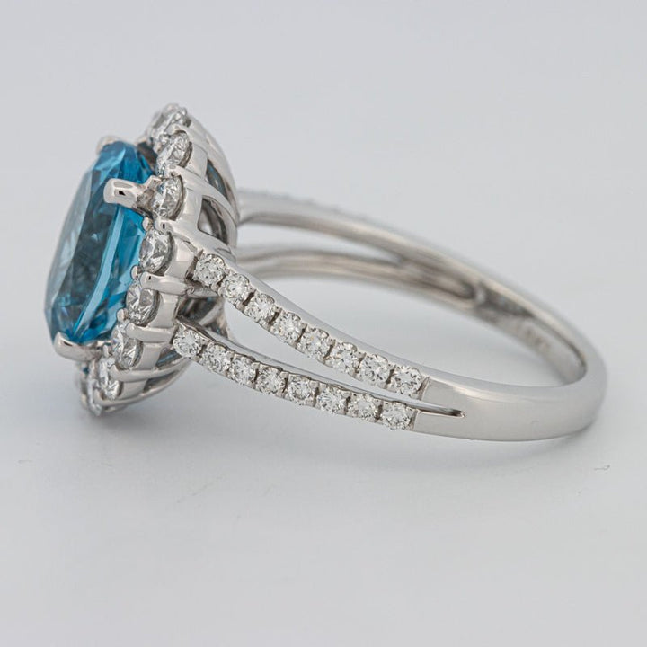2.48 CT Oval Topaz Halo Ring - ZIZOV DIAMONDS
