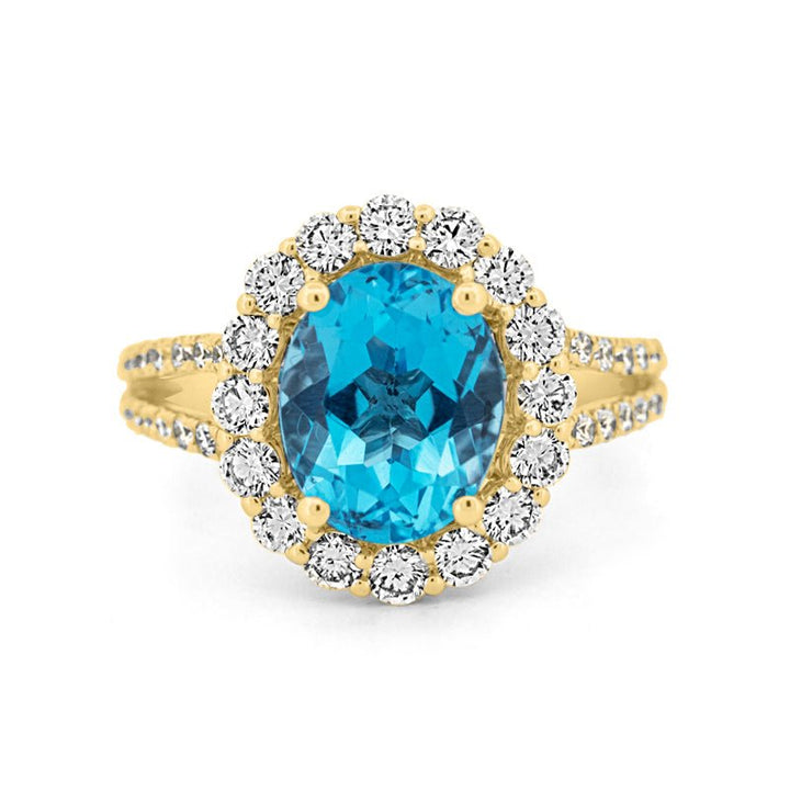 2.48 CT Oval Topaz Halo Ring - ZIZOV DIAMONDS