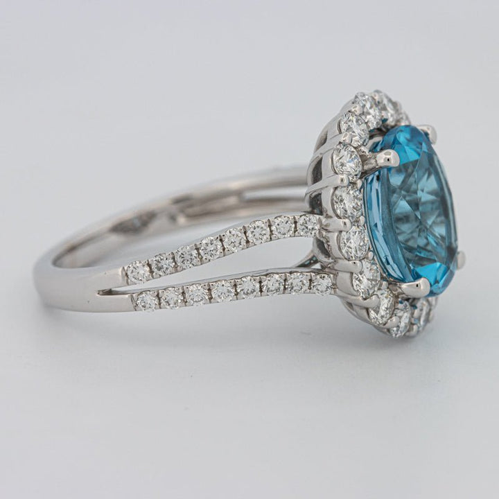 2.48 CT Oval Topaz Halo Ring - ZIZOV DIAMONDS