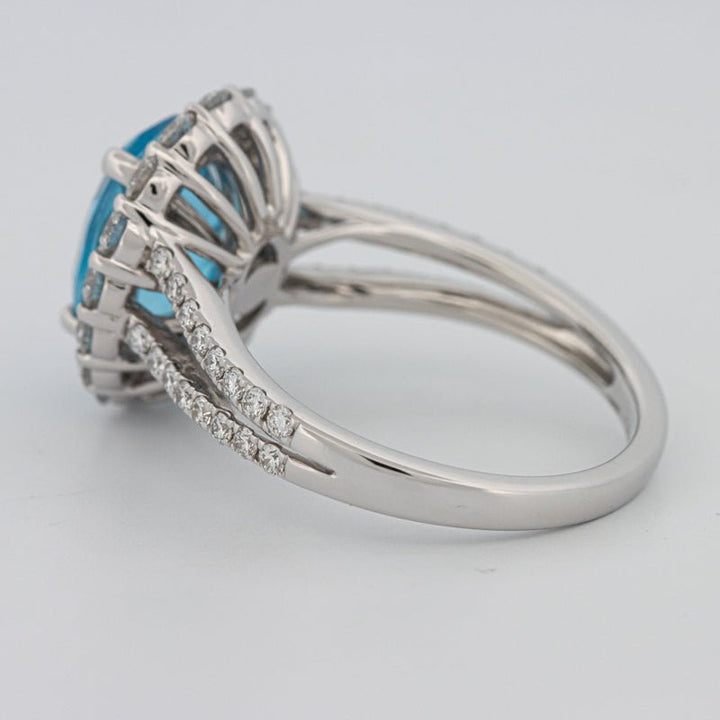 2.48 CT Oval Topaz Halo Ring - ZIZOV DIAMONDS