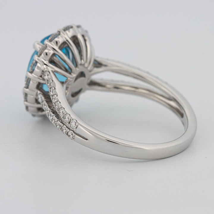 2.48 CT Oval Topaz Halo Ring - ZIZOV DIAMONDS