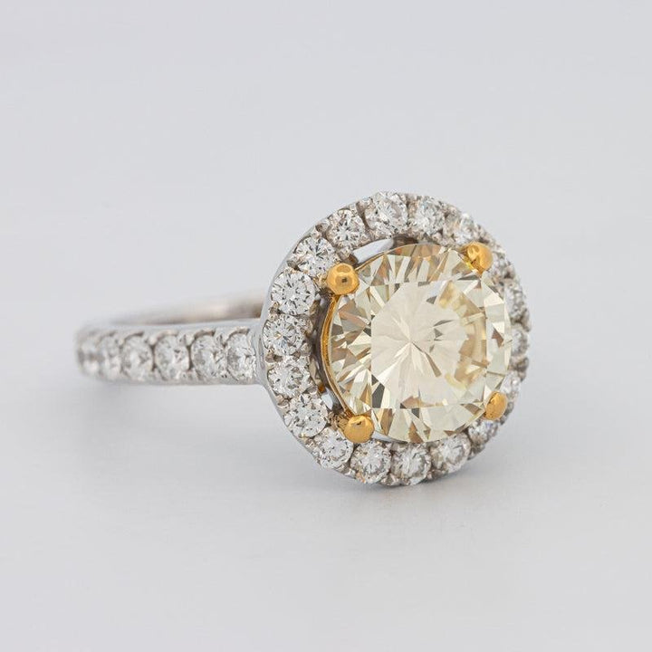 2.90 CT Fancy Yellow Round Halo Solitaire - ZIZOV DIAMONDS