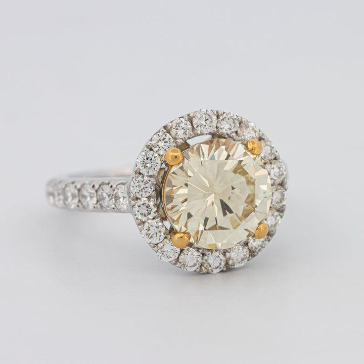 2.90 CT Fancy Yellow Round Halo Solitaire - ZIZOV DIAMONDS