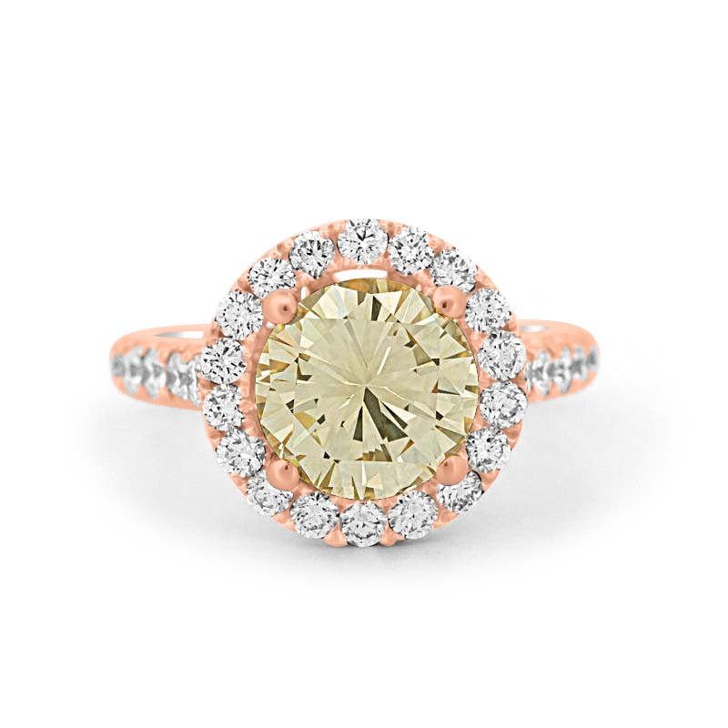 2.90 CT Fancy Yellow Round Halo Solitaire - ZIZOV DIAMONDS