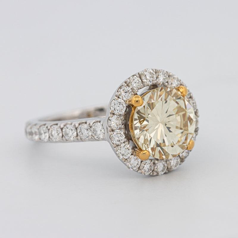 2.90 CT Fancy Yellow Round Halo Solitaire - ZIZOV DIAMONDS