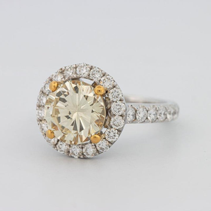 2.90 CT Fancy Yellow Round Halo Solitaire - ZIZOV DIAMONDS
