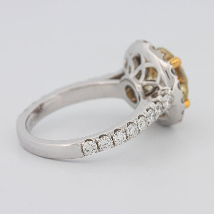 2.90 CT Fancy Yellow Round Halo Solitaire - ZIZOV DIAMONDS