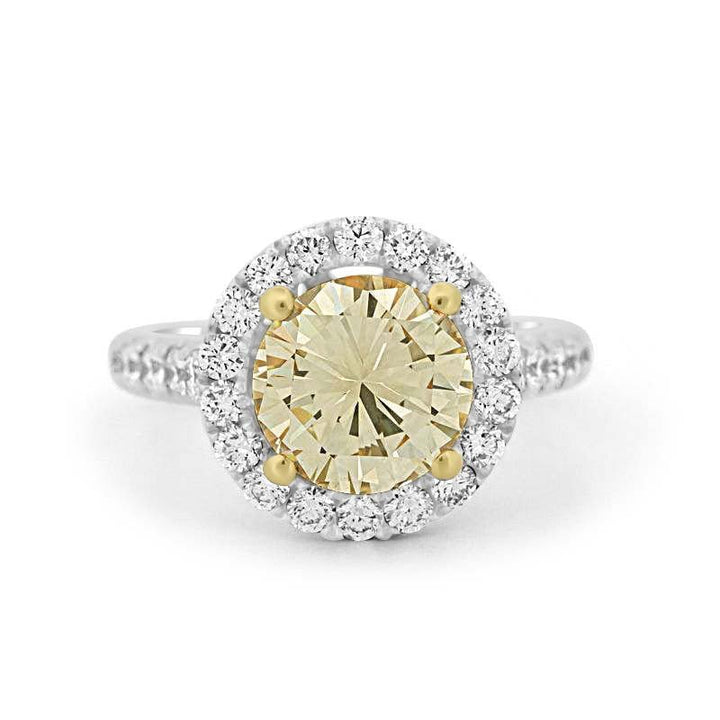 2.90 CT Fancy Yellow Round Halo Solitaire - ZIZOV DIAMONDS