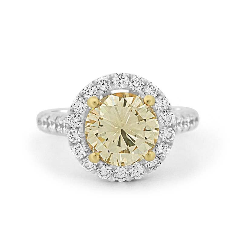 2.90 CT Fancy Yellow Round Halo Solitaire - ZIZOV DIAMONDS