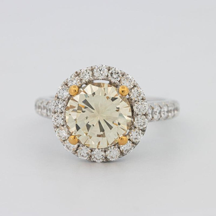 2.90 CT Fancy Yellow Round Halo Solitaire - ZIZOV DIAMONDS