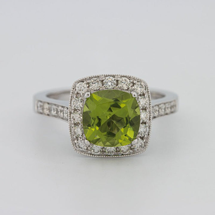 3 CT Cushion Cut Garnet Halo Ring - ZIZOV DIAMONDS