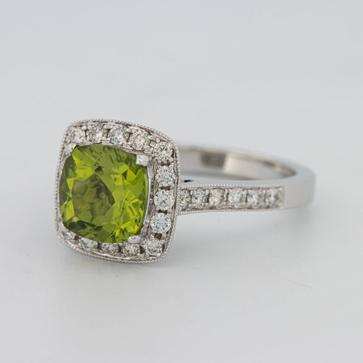 3 CT Cushion Cut Garnet Halo Ring - ZIZOV DIAMONDS