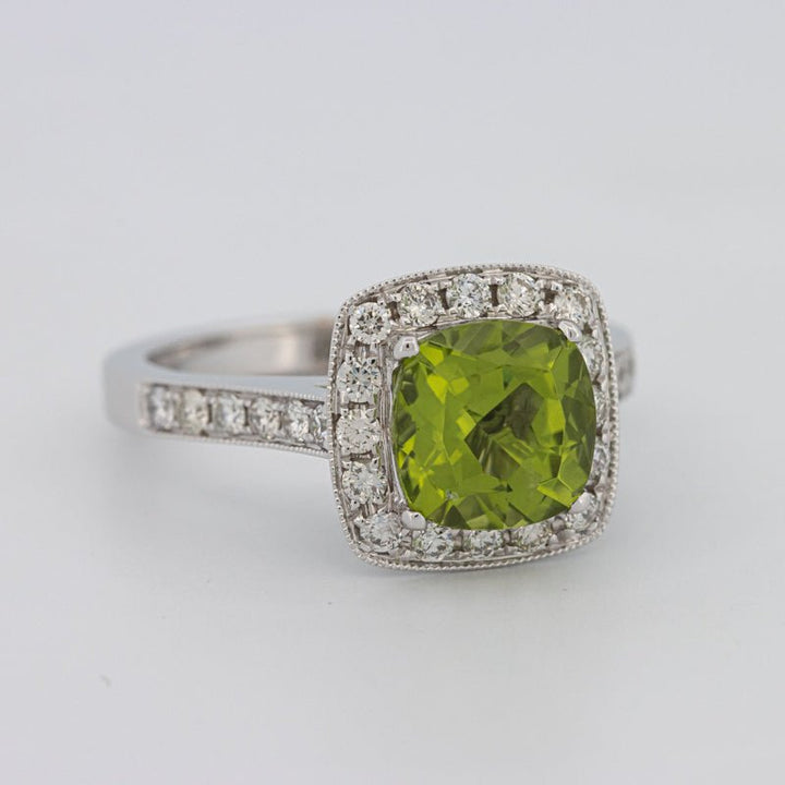 3 CT Cushion Cut Garnet Halo Ring - ZIZOV DIAMONDS