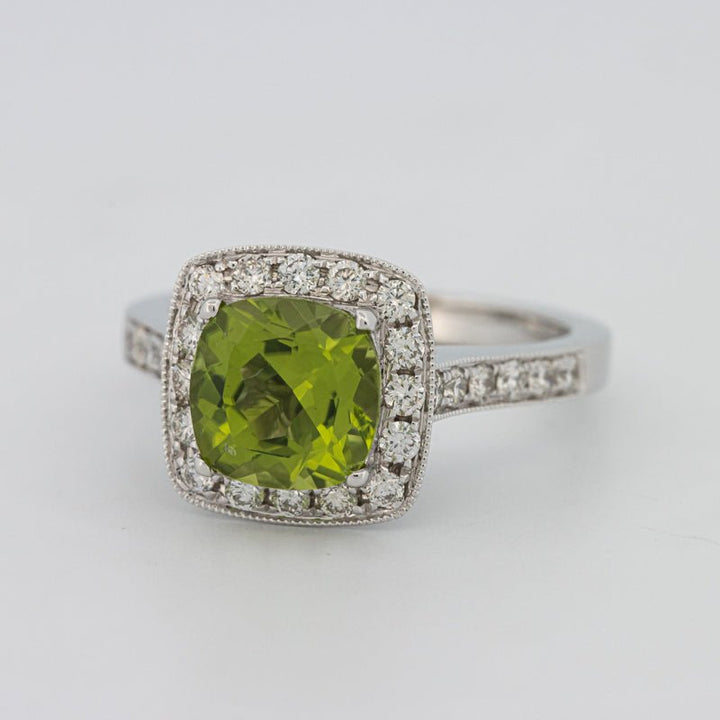 3 CT Cushion Cut Garnet Halo Ring - ZIZOV DIAMONDS