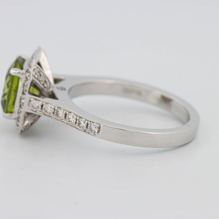 3 CT Cushion Cut Garnet Halo Ring - ZIZOV DIAMONDS