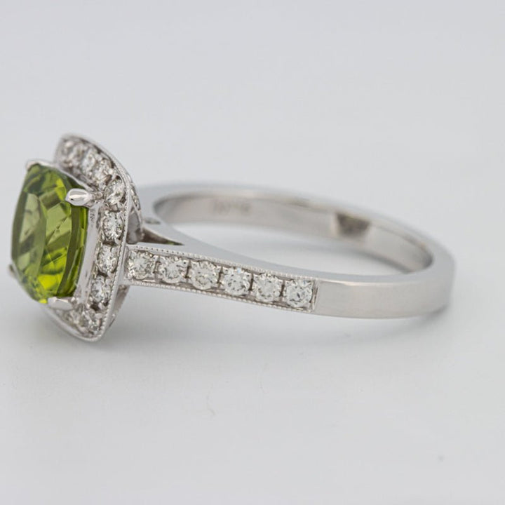 3 CT Cushion Cut Garnet Halo Ring - ZIZOV DIAMONDS