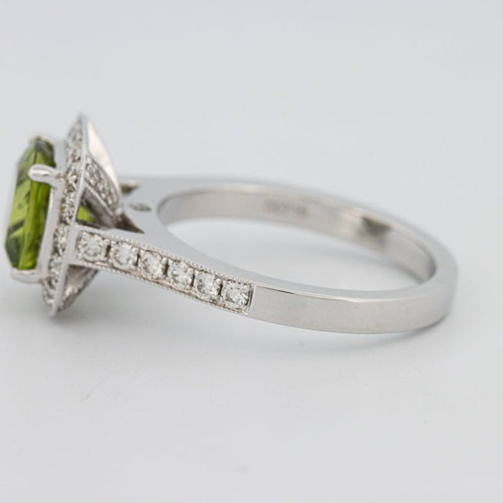 3 CT Cushion Cut Garnet Halo Ring - ZIZOV DIAMONDS