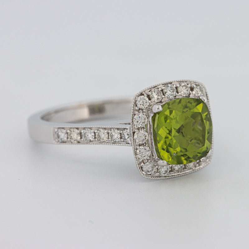 3 CT Cushion Cut Garnet Halo Ring - ZIZOV DIAMONDS