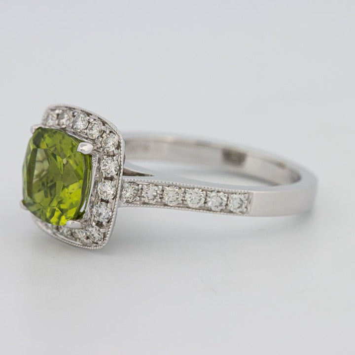 3 CT Cushion Cut Garnet Halo Ring - ZIZOV DIAMONDS