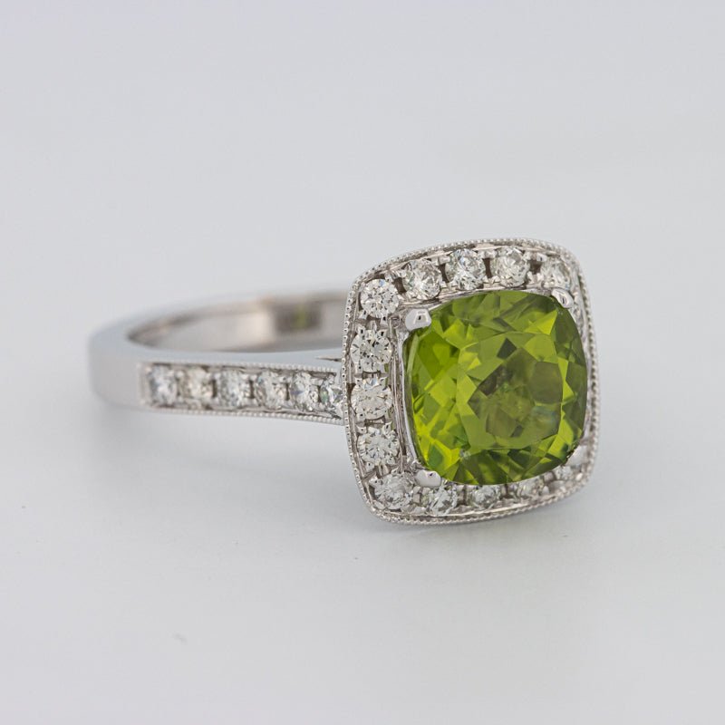 3 CT Cushion Cut Garnet Halo Ring - ZIZOV DIAMONDS