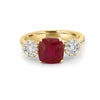3.50 CT Cushion Cut Red Ruby Trilogy Ring - ZIZOV DIAMONDS