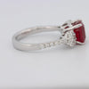3.50 CT Cushion Cut Red Ruby Trilogy Ring - ZIZOV DIAMONDS
