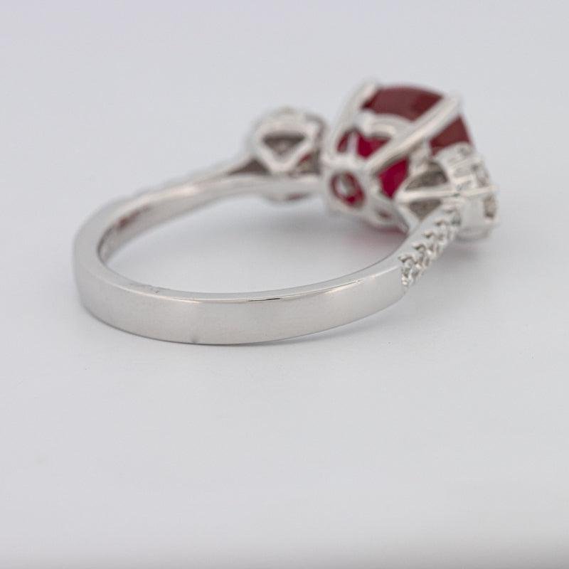 3.50 CT Cushion Cut Red Ruby Trilogy Ring - ZIZOV DIAMONDS
