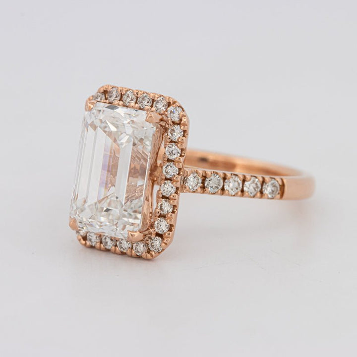 4 CT Emerald Cut Halo Pavé Solitaire (LG) - ZIZOV DIAMONDS